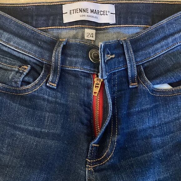 Etienne Marcel Denim Red Zipper Skinny Distressed Jean. Size 24. - Picture 4 of 10